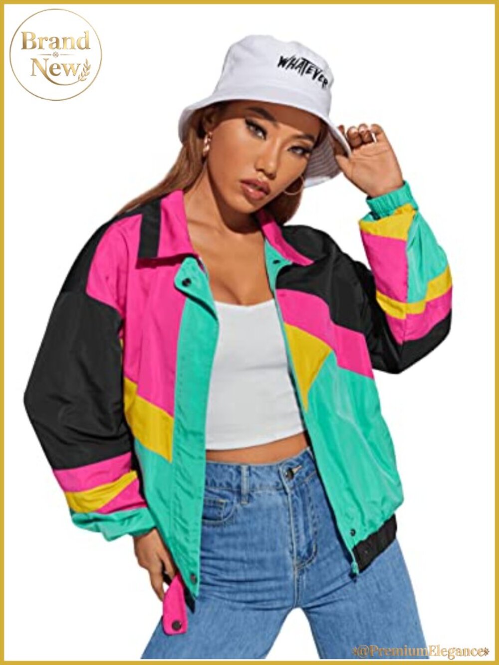 Retro Color Block Bomber Jacket Lightweight Windbreaker